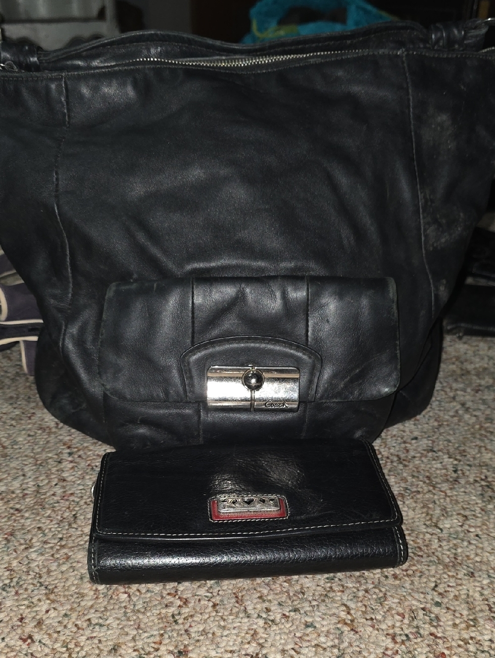 Vintage Coach KRISTIN black Hobo Bag & Cute Brighton Wallet